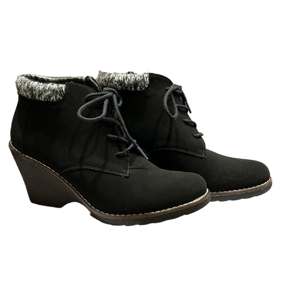 WHITE MOUNTAIN LAMBERT WEDGE BOOTIE BLACK SZ 10